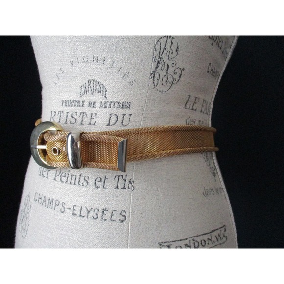 Vintage 1980s Goldtone Mesh Chain Link Belt Chunky Size Small to Medium main image 7